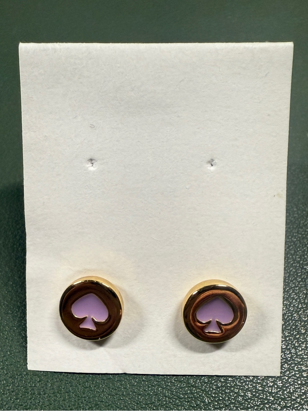 Kate Spade Purple Gold-Tone Spade Stud Earrings Amethyst Jewel-Tone Iconic Spade